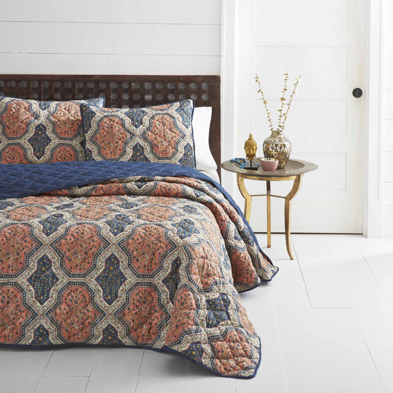 Ensemble de housse de couette réversible Rhea, Housse de couette double / grand + 2 taies décora