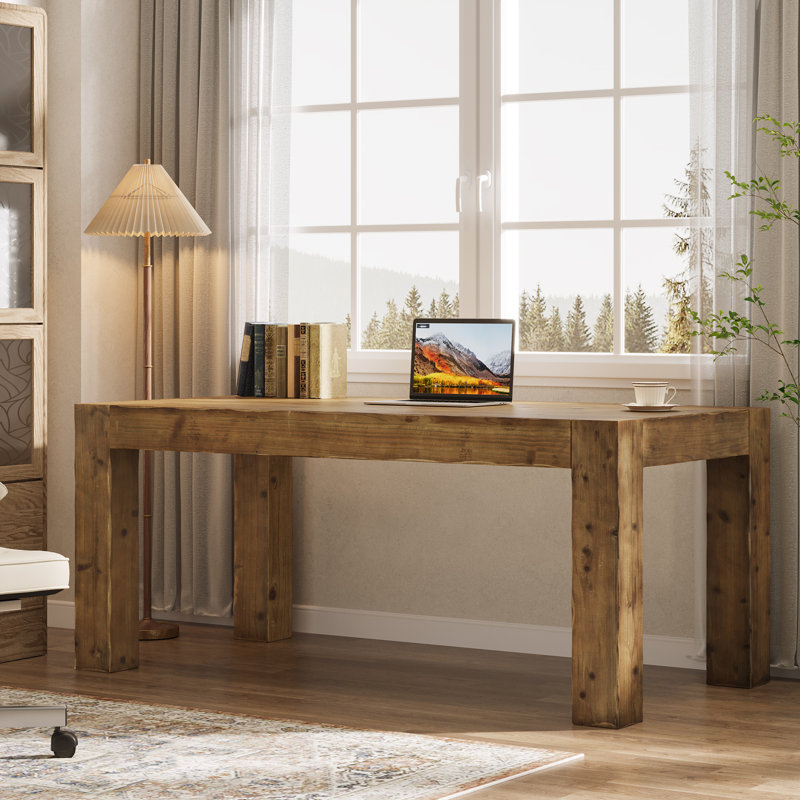 Solid Wood Executive Desk, Brown