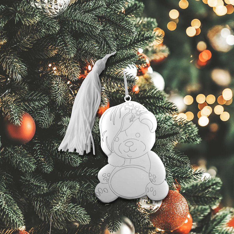 Teddy Bear Ornament With White Tassel
