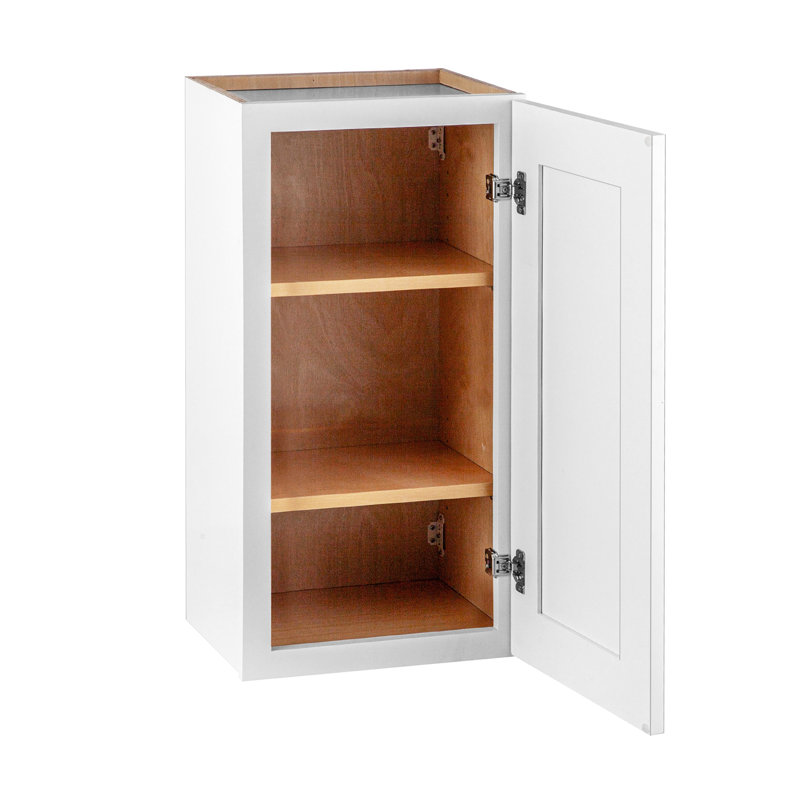Armoire murale à porte simple de style shaker en bois massif blanc l 21 po x H 30 po avec charnière à fermeture en douceur et tablette réglable