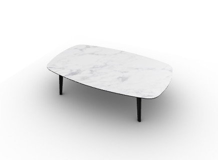 Abrey Elliptical Coffee Table With Wooden Base, White