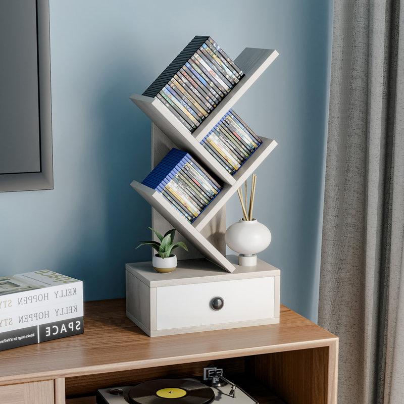 24''H X 12''W 5-Tier Bashan Geometric Storage Bookcase, White