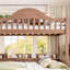 Lit superposé en bois massif (Twin XL + Queen) avec tiroirs de rangement et étagères latérales, barrière de sécurité incurvée, échelle, sommier non requis, couleur naturelle profonde-2093261432-2093261435