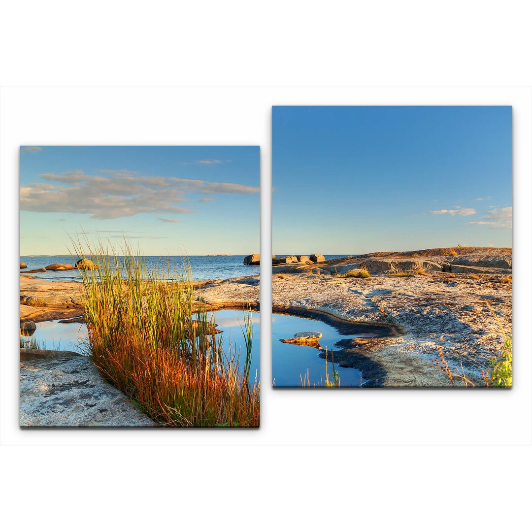 2-tlg. Leinwandbilder-Set Landschaft Schweden