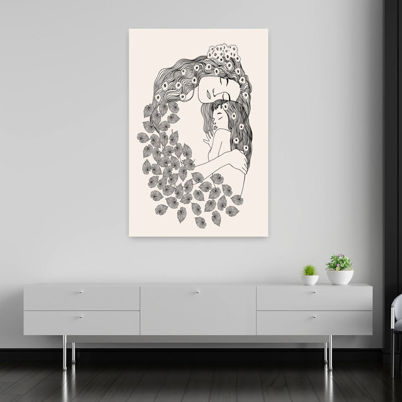 Mother and Daughter Abstract Contemporary Wall Art Print, 152.4cm H x 101.6cm W