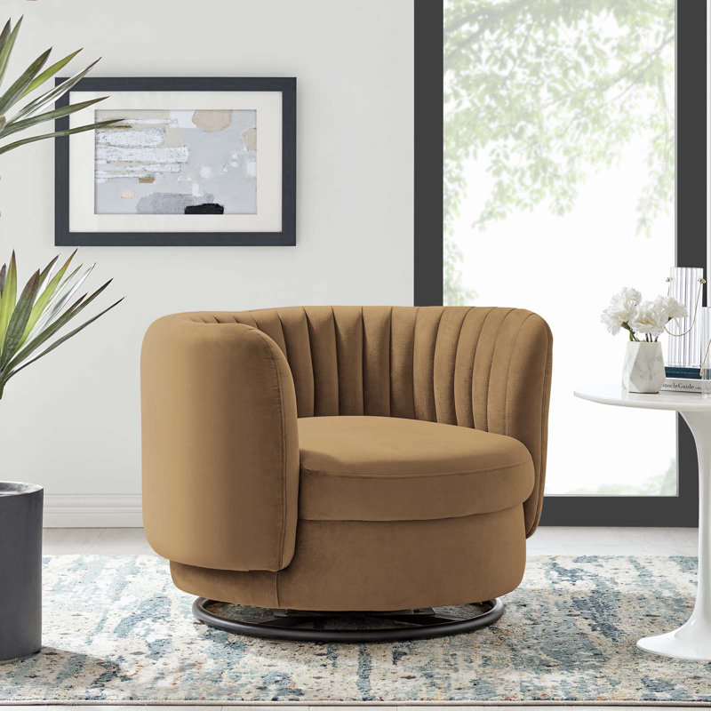 Chaise pivotante en velours Charles Emerald, Velours marine