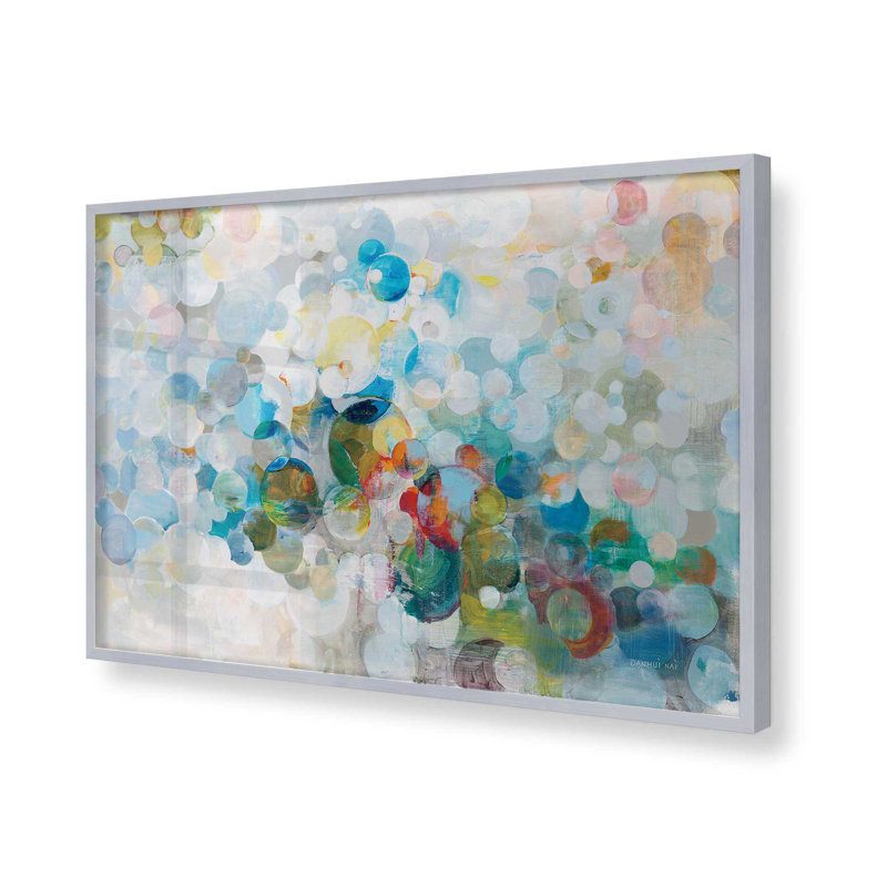 Imprimé fantaisie de bulles vives, H 17 po x l 21 po, Reproduction encadrée sans passe-partout, Argent