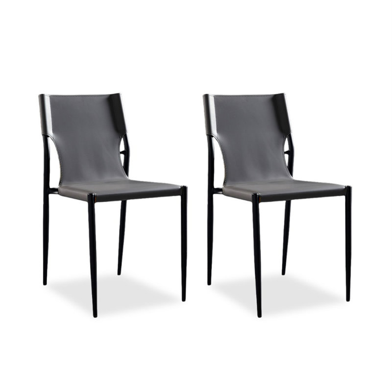Chaise d'appoint à dossier solide gris (ensemble de 2), Gris