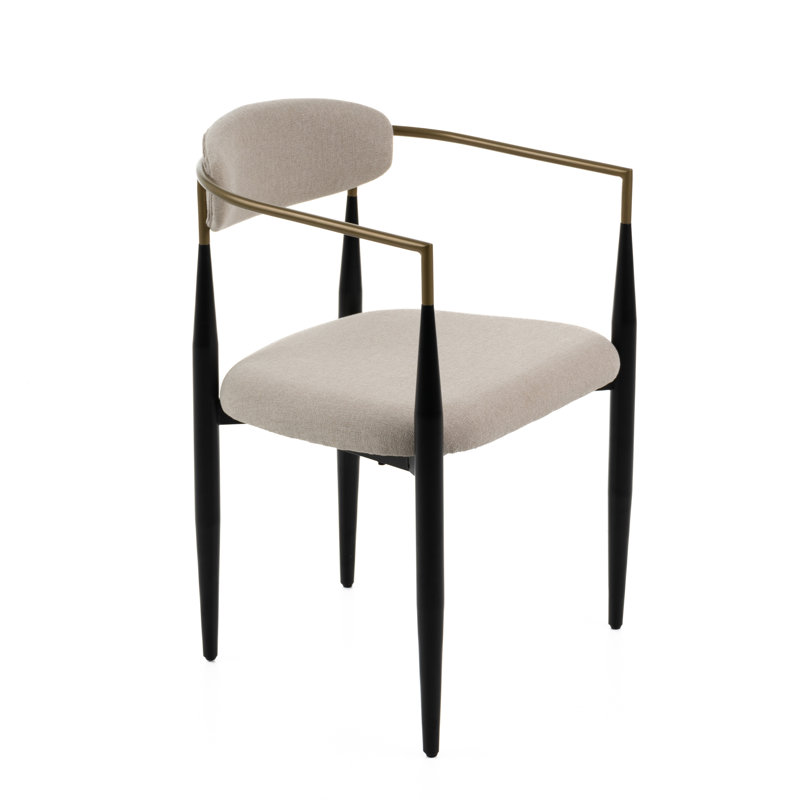 Ayliana Fabric Arm Chair Dining Chair, Beige