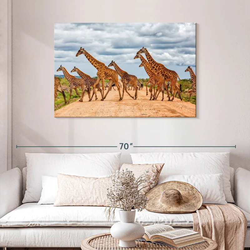 Courir avec des girafes et des zèbres, H 30 po x l 45 po