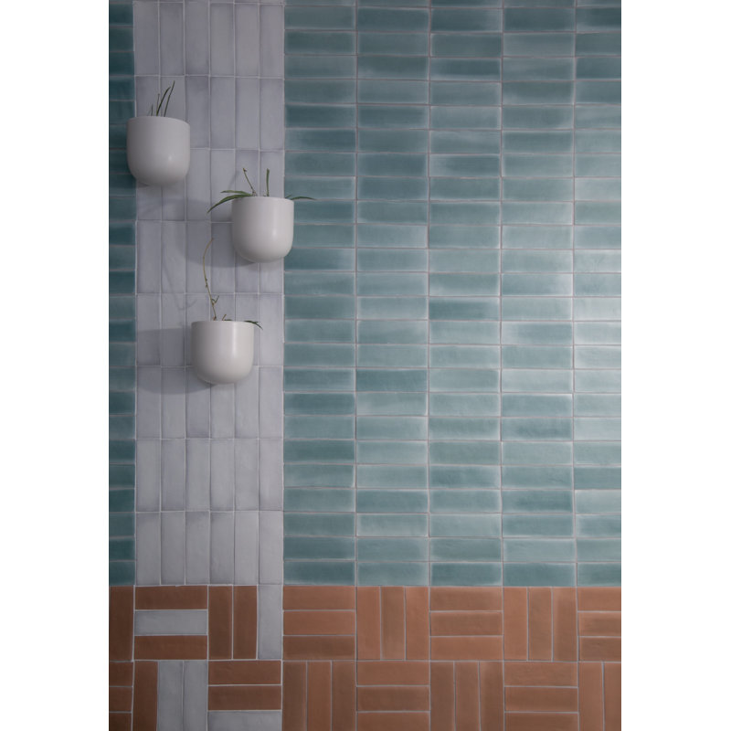 Carreau de porcelaine 2 po x 6 po Watercolor, Bleu sarcelle