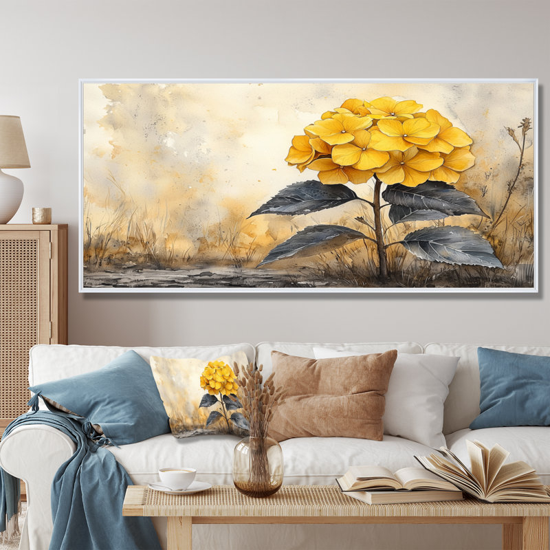 Jaal - Floral Large Wall Art, Blanc, 34" H x 44" W, Picture Frame Print