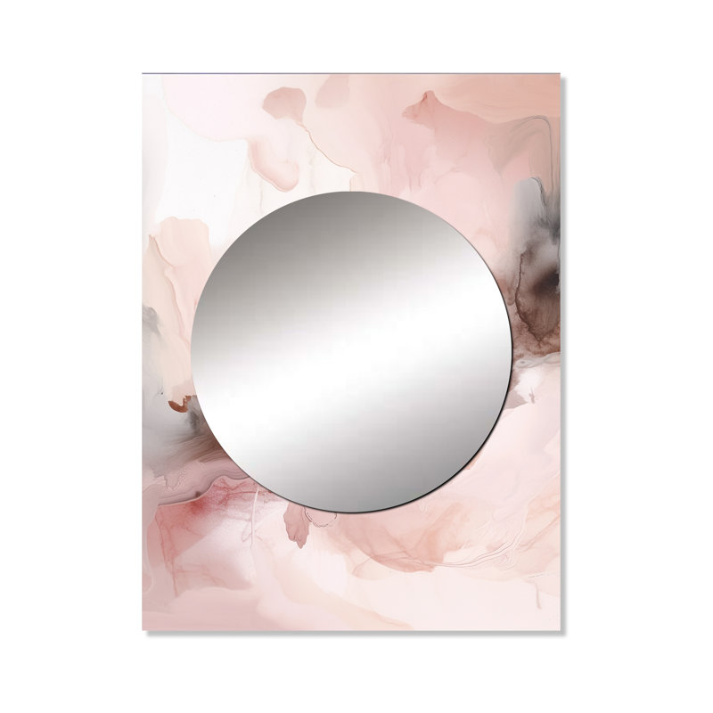 Ferina rose délicat abstrait marbre III - miroir décoratif en marbre, miroir mural rose, impression d'art en métal