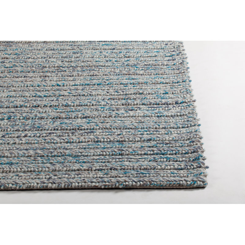 Sylvie Wool Abstract Area Rug in Blue/Beige, Rectangle 5' x 7'6"
