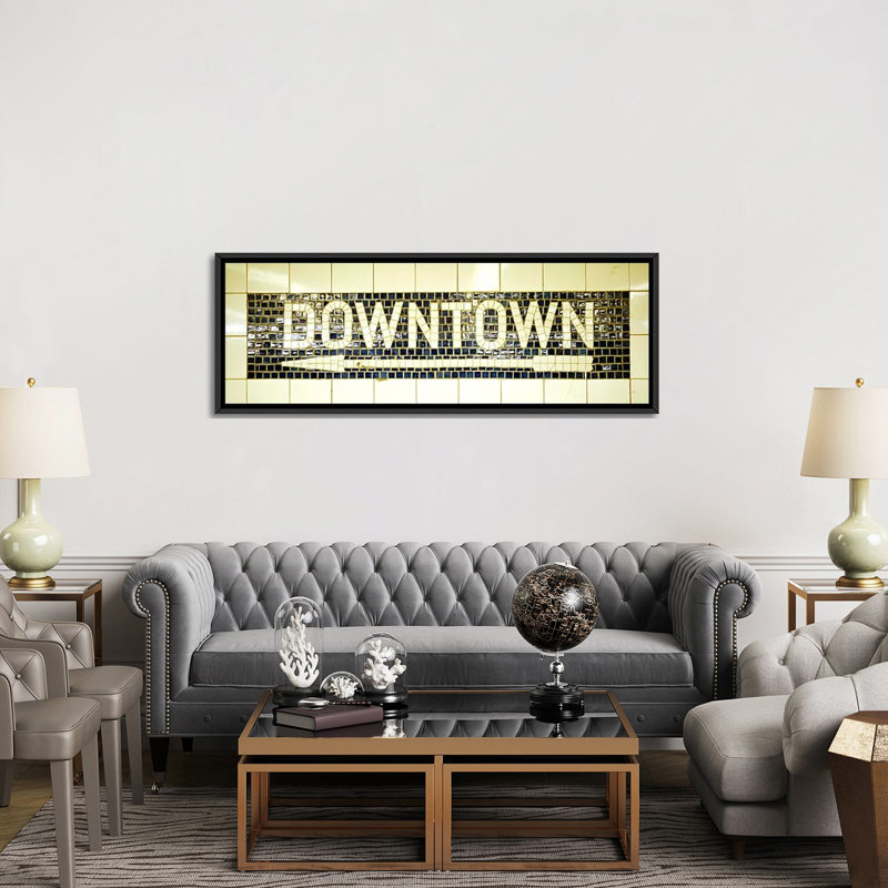 «New York City, Subway Sign», art textuel sur toile, H 16 po x l 48 po x P 1,5 po, Cadre noir