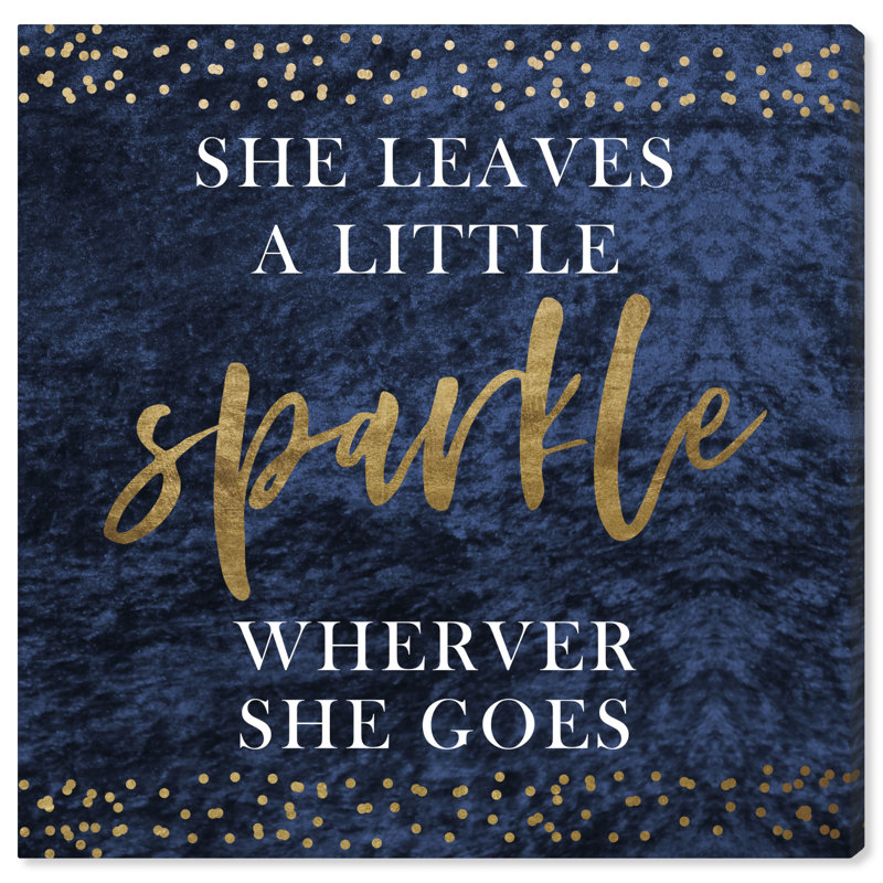 Empowered Women Leaves Sparkle - Art textuel sur toile, H 15 po x l 10 po, Toile tendue