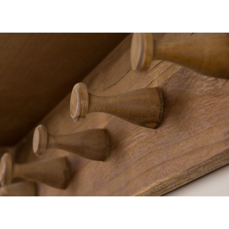 Thorin Solid Wood Wall 8 - Hook Wall Mounted Coat Rack with Storage
