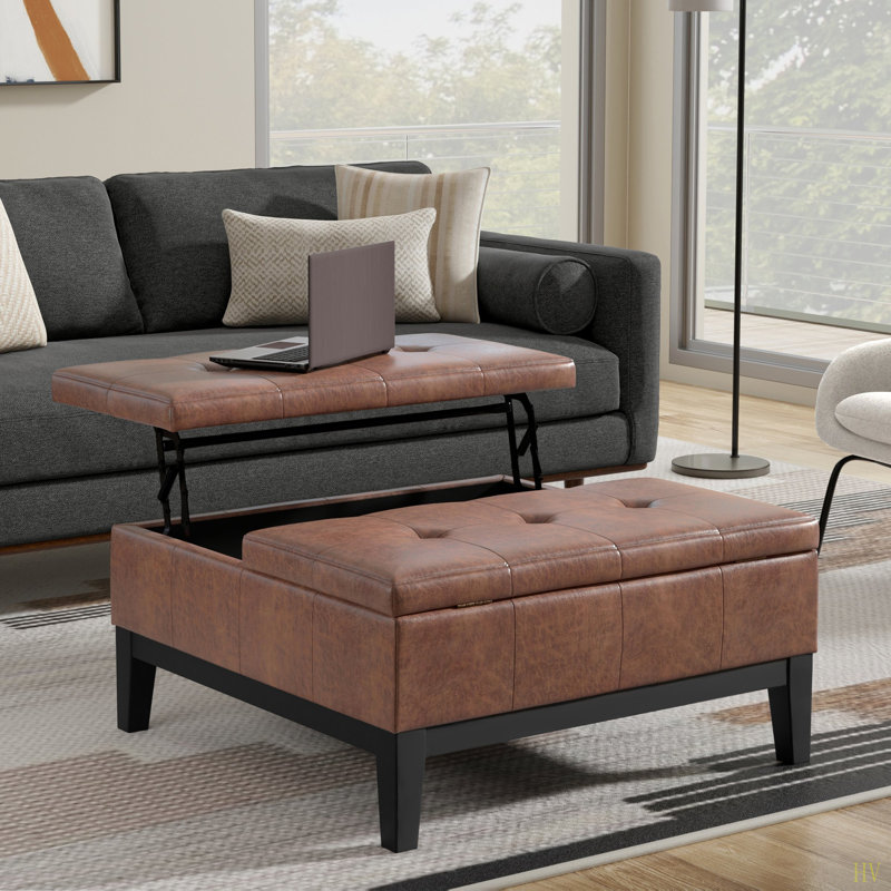 Repose-pieds avec table de rangement Dover, Brun