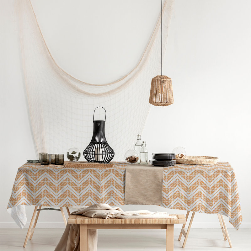 Nappe à chevrons à la main classic Stephenie, Orange clair / blanc