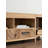 74.4" Natural Brown Solid Wood TV Stand, Herringbone Patchwork Drawers, 2 Open Cubbies & Side Shelves with Cable Management
