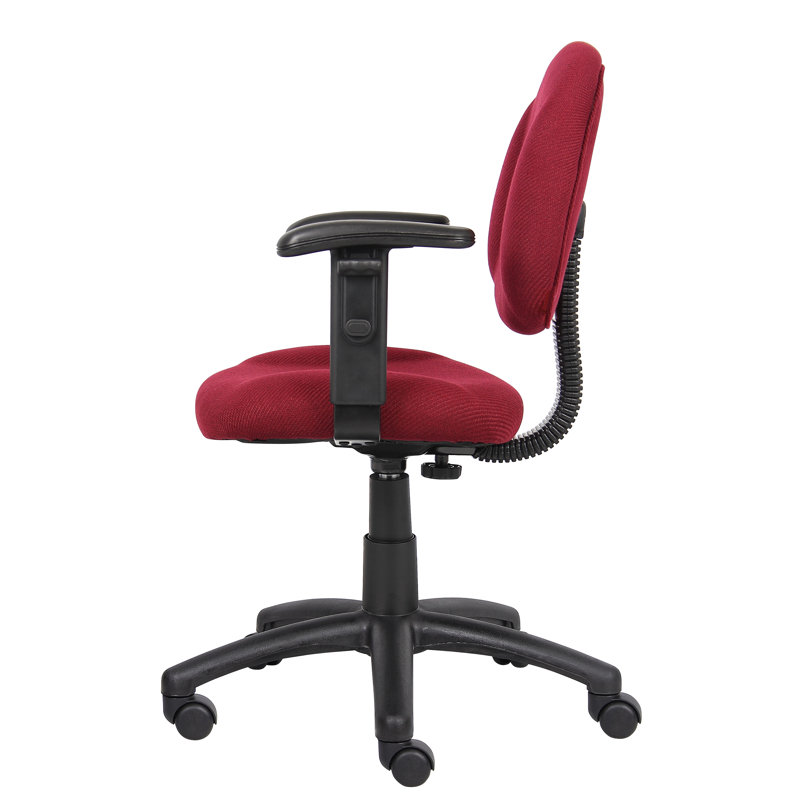 Task Chair, Burgundy Tweed, Adjustable Arms