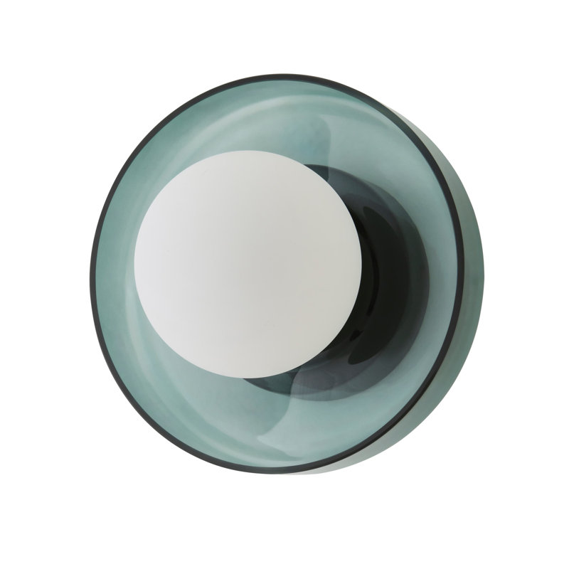 Alberga Pair of  Glass IP44 Flush Wall Lights, Green
