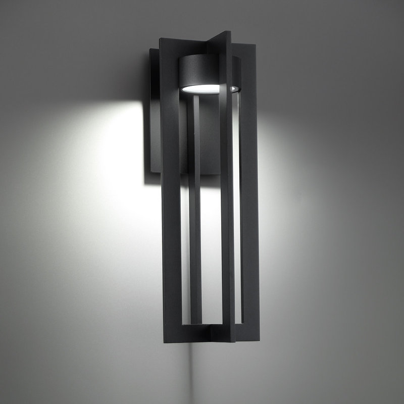 Chamber LED Outdoor Armed Sconce, Black, 20.0625" H x 7" W x 8.4286" D