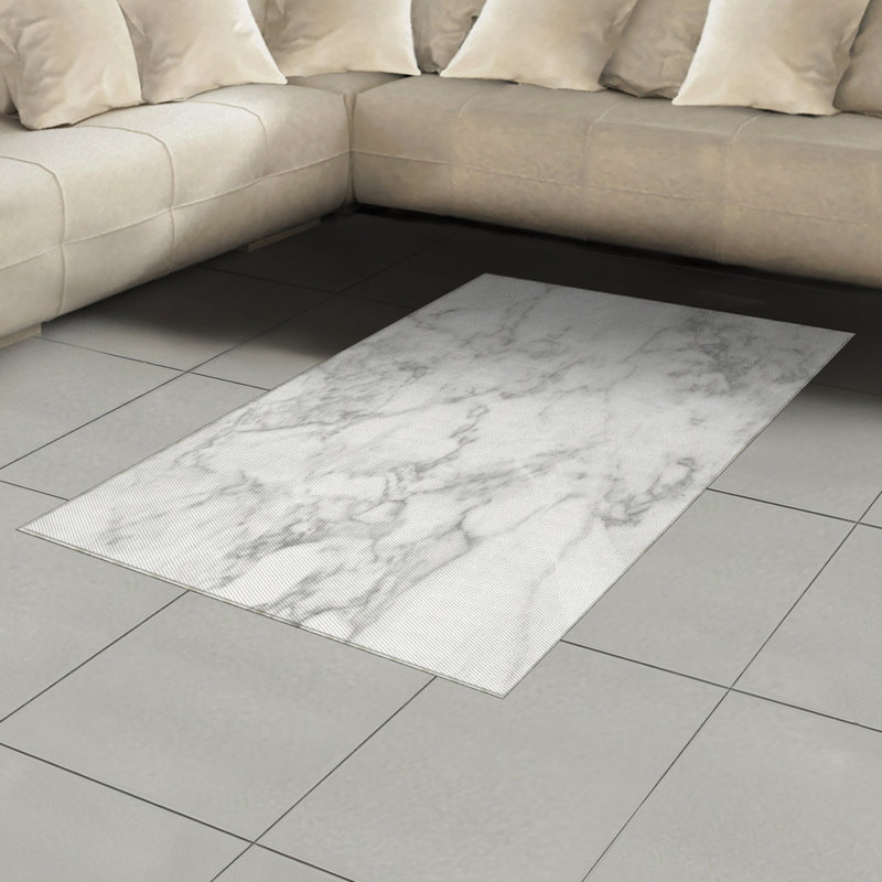 Marble Print High Density Long Fiber Poly Threads Decorative Area Rug Carpet, Rectangle 4' x 5'8"
