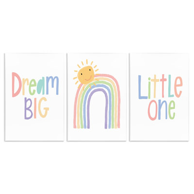Dream Big Little Illustration 3 Piece Wall Plaque Art Set by Lisa Larson
