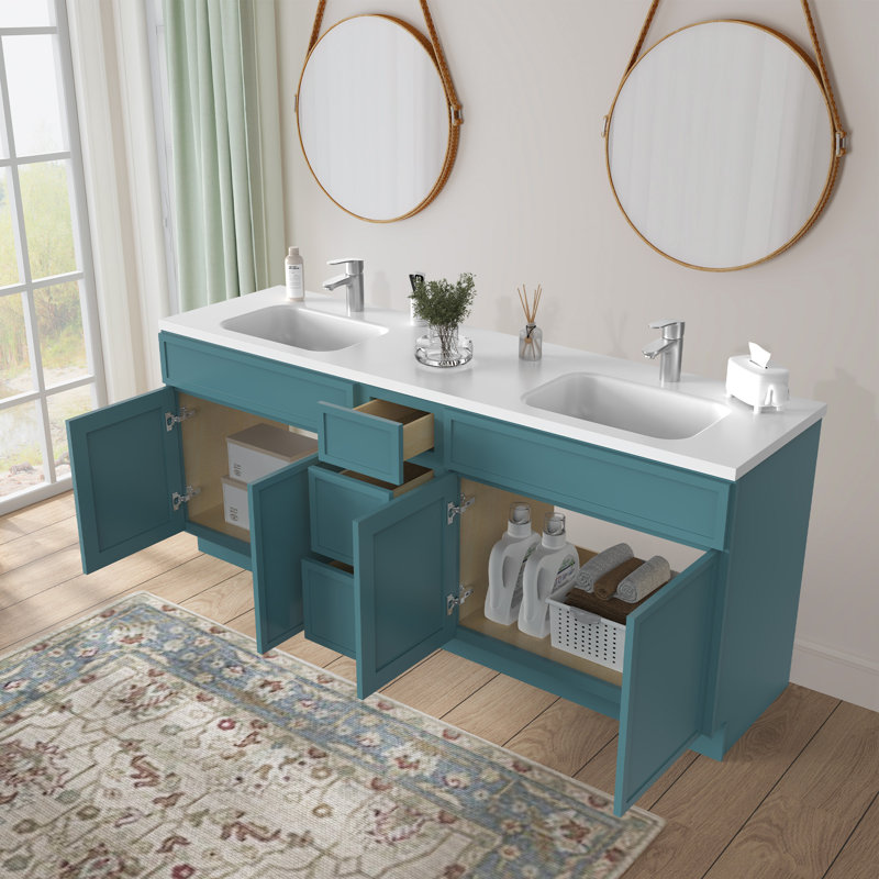 78 Base de meuble-lavabo double 78 seulement, Bleu sarcelle