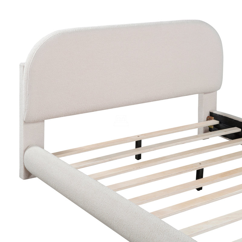 Lit plateforme en tissu d'ameublement Teddy, Double