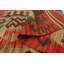Tapis crème/rouge foncé/vert clair fait main kilim geometric Bianco
