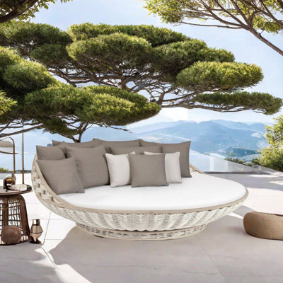 Lit de jour pour terrasse 78,74 po en osier avec coussins Sunbrella®