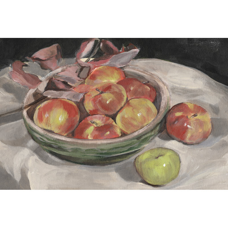 Autumn Apples I - Painting, 61cm H x 91cm W, Black Floater Framed
