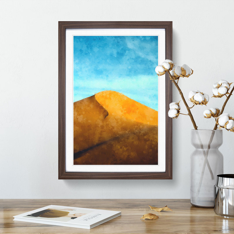 Desert Sand Dune in Morocco - Picture Frame Painting Print, 33cm H x 24cm W x 2cm D, Walnut Framed