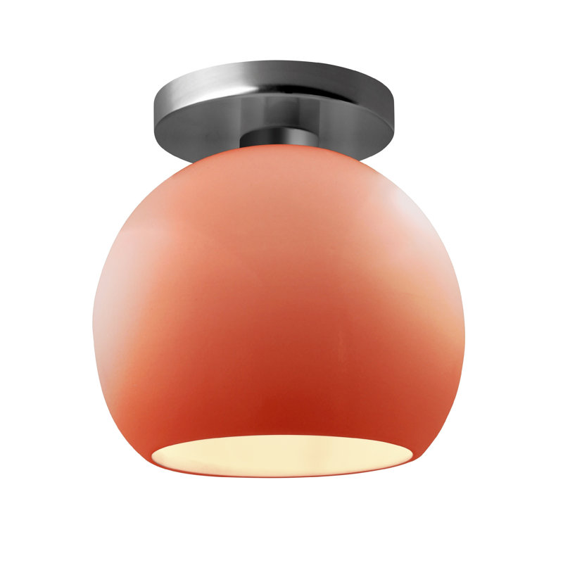 Radiance Ceramic Semi Flush Mount, 9" H x 10" W x 10" D, Gloss Blush, Brushed Nickel