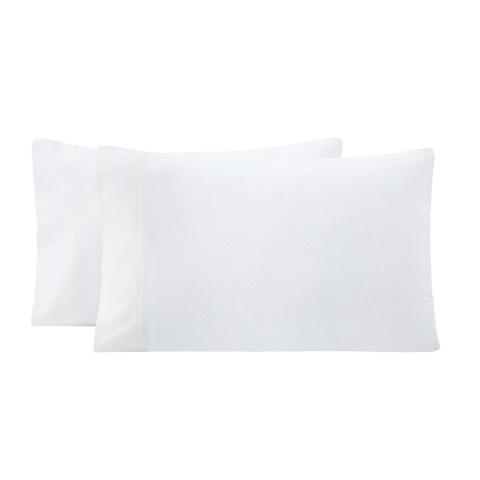 All-Season Breathable 100% Cotton Flannel Pillowcase Set, White, King