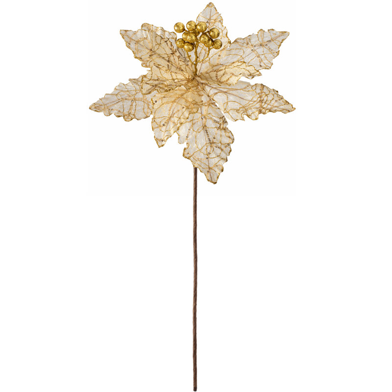 Fabric Poinsettia Arrangement, Gold
