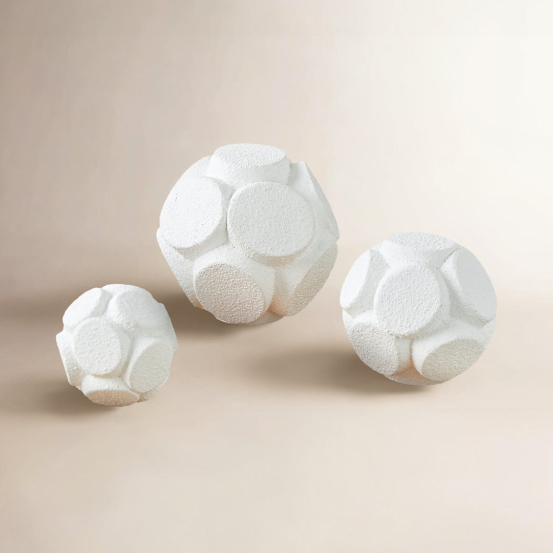 Jeryl Resin Textured Decorative White Orbs & Vase Filler with 3D Domes Set (Set of 3) Birch Lane™