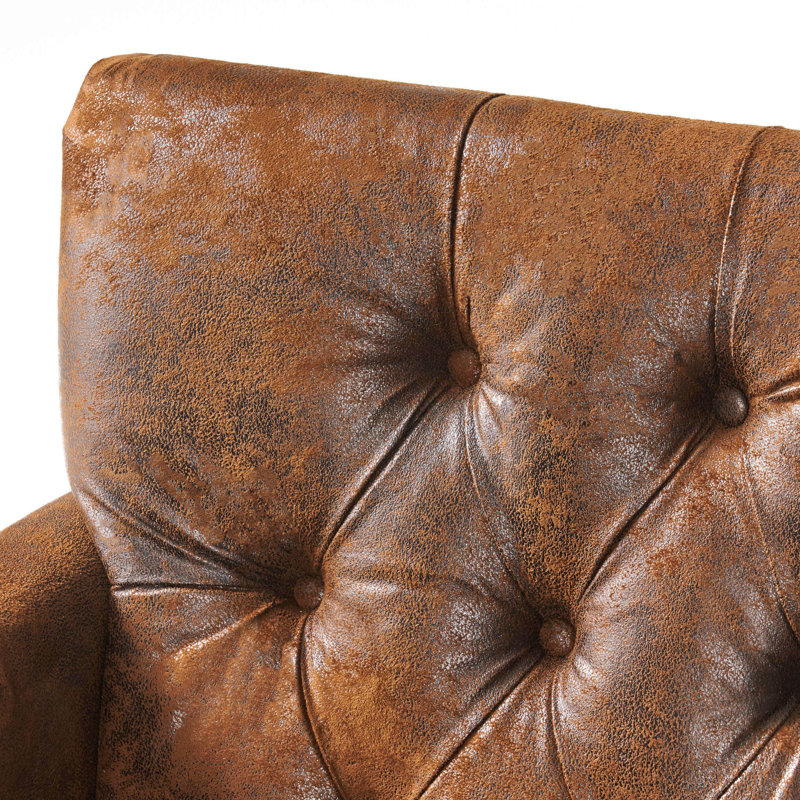 Fauteuil capitonné de 29,5 po de largeur avec garniture cloutée Cozine, Microfibre/microsuède brun