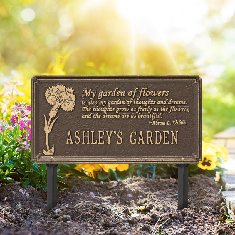 Plaque de jardin personnalisée Dianthus, Bronze/Doré, Oui