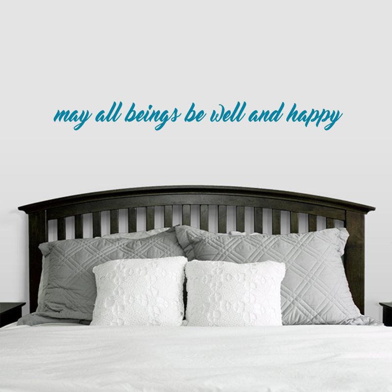 Adhésif décoratif "May All Beings Be Well and Happy", Bleu sarcelle