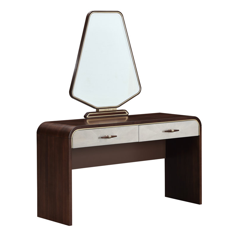 Houston Vanity Table With Mirror - Walnut