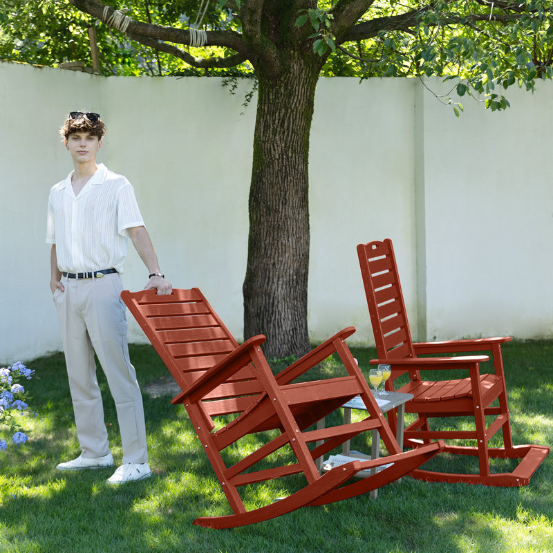 Chaise berçante surdimensionnée en PEHD d'extérieur, Cerisier
