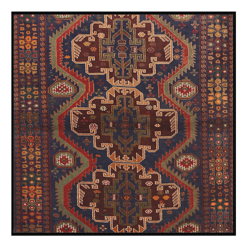 Tapis brun/noir/beige traditionnel Ayako, Rond 7 pi