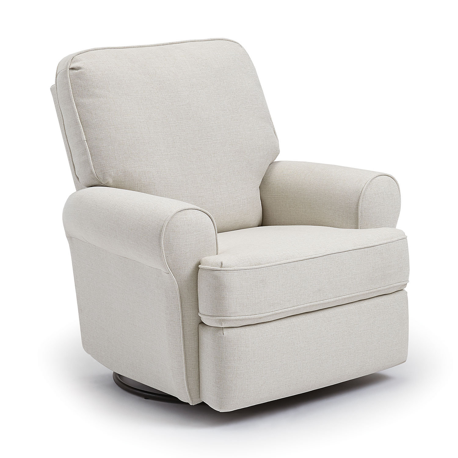 Aubry Upholstered Swivel Reclining Glider, Snow Ivory Performance