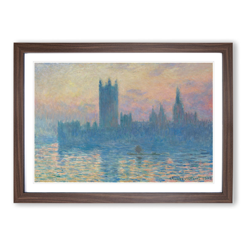 Houses of Parliament in London Vol.1 by Claude Monet - Picture Frame Painting, Walnut Framed, 48cm H x 65cm W x 2cm D