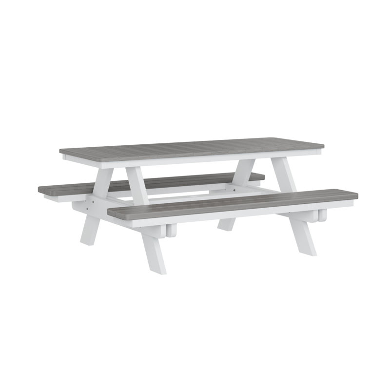 Table de pique-nique rectangulaire Berlin Gardens Ada, H 29 po x L 72 po x l 58 po, Bois flottant gris / blanc