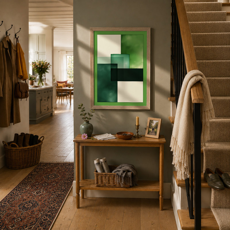 Soft Geometry In Green Minimalist - Print, Oak, A4 - 29.7 x 21.0 cm