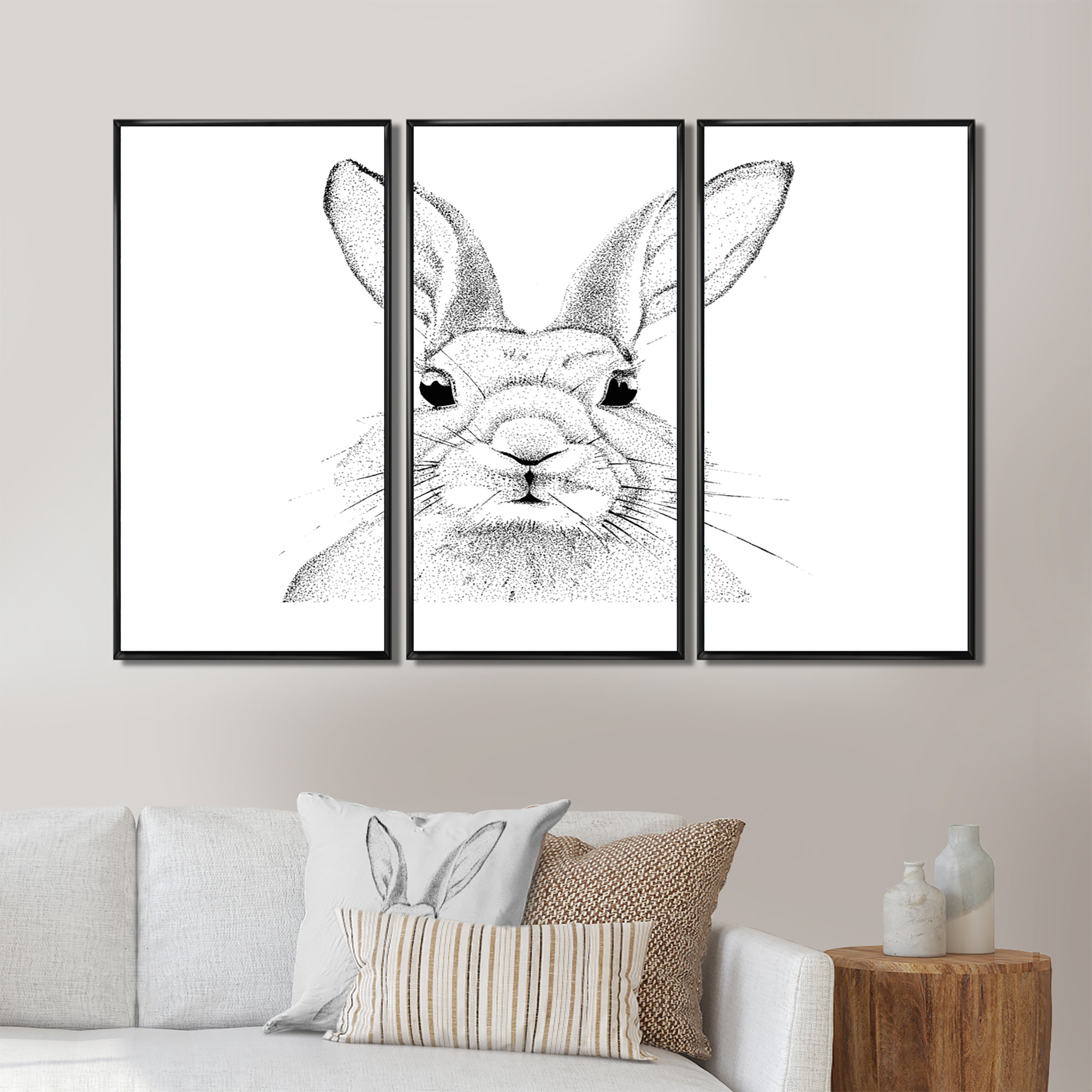 Rosalind Wheeler Pointillistic Monochrome Portrait Of A Rabbit ...